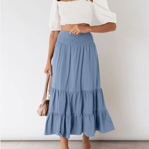 Blue Chambray Tiered Skirt